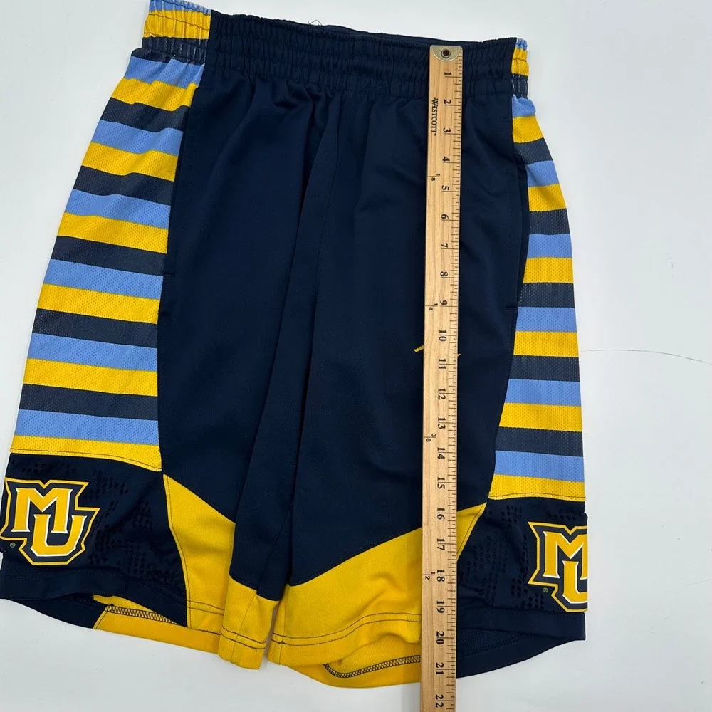 Jordan Marquette Golden Eagles Basketball Shorts Mens Small Navy Blue Yellow MU